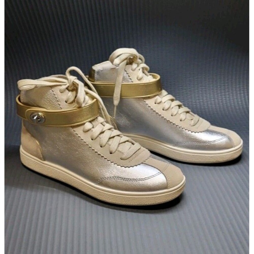 COACH Women's Metallic High-top Sneakers Silver/Gold 6.5B RARE